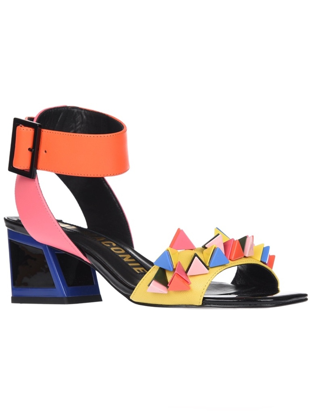 Colorblock Studded Block Heel Sandal - Multi